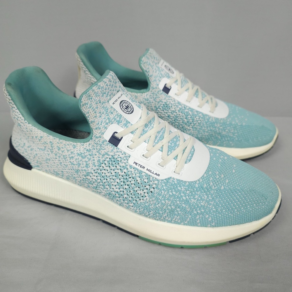 Peter Millar Hyperlight Apollo Golf Shoes Women Size 10 Aqua White Knit Slip On